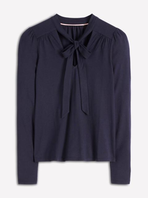 BODEN Tie Neck Supersoft Top-Navy