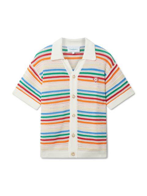 Rainbow Striped Crochet Shirt