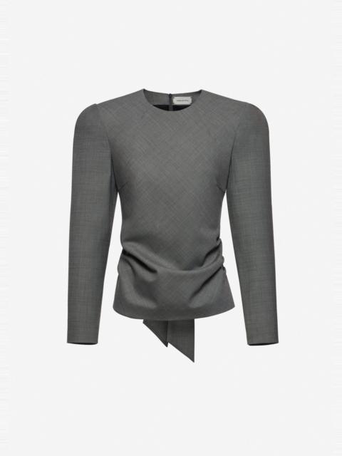MAGDA BUTRYM Fitted blouse with back tie detail in grey