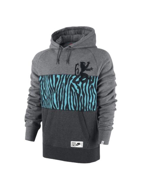 Nike LeBron James Safari Print Pullover Hoodie "Grey / Blue / Anthracite" 577528 091