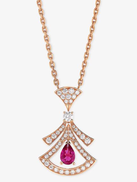 BVLGARI Divas’ Dream 18ct rose-gold, 0.46ct brilliant-cut diamond and rubellite pendant necklace