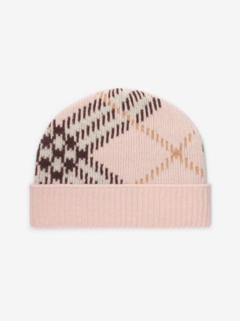 Burberry Check Cashmere Blend Beanie