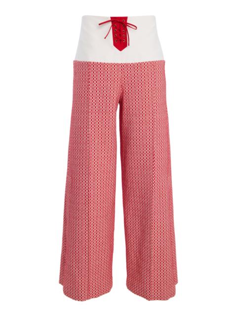 ROSIE ASSOULIN Front & Center Jacquard Pants red