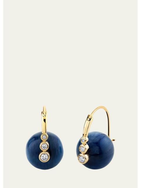 SYDNEY EVAN 14K Yellow Gold 12mm Kyanite Luxuria Round Graduated Bezel Earrings