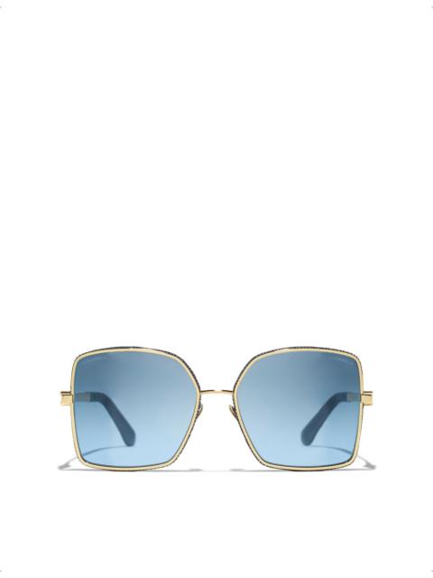 CHANEL CH4288Q Square-Frame Metal Sunglasses
