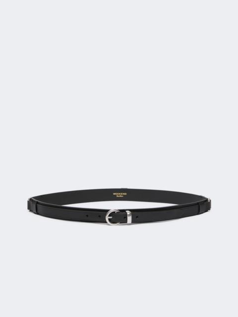WEEKEND Max Mara KAKI Leather belt with rectangular rings - BLACK