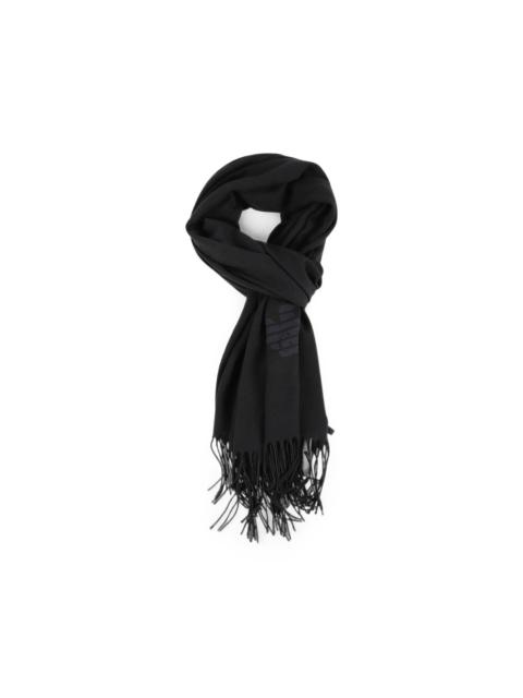 EMPORIO ARMANI logo-print fringed scarf