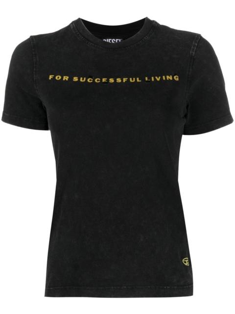Diesel distressed-finish slogan-print T-shirt