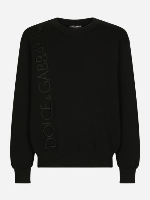 Dolce & Gabbana Technical wool round-neck sweater with embroidery