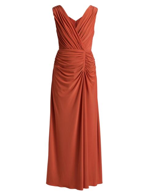 AMSALE Women's Ruched Jersey Surpliced Gown - Terracotta