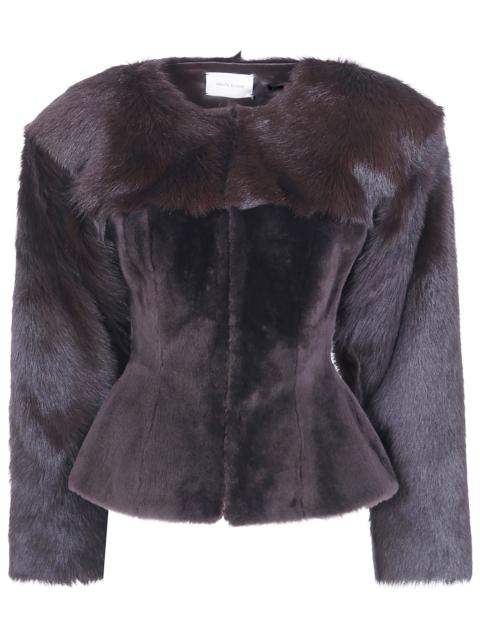 MAGDA BUTRYM Leather Fur Jacket "182926 Brown"