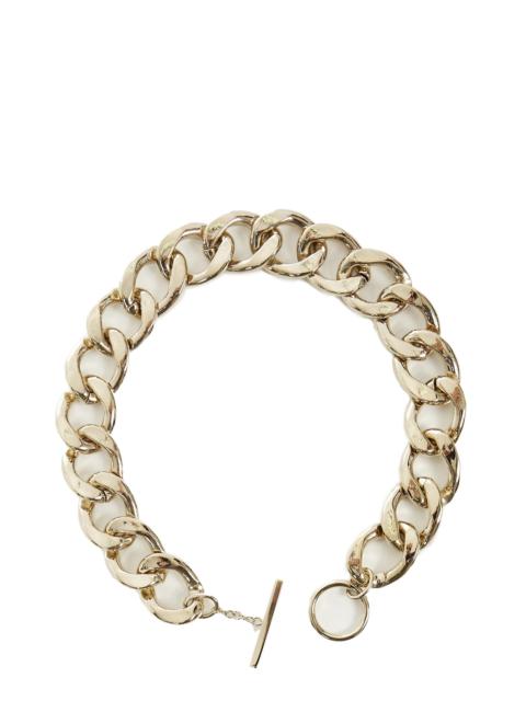 Golden brass curb-link chain necklace.