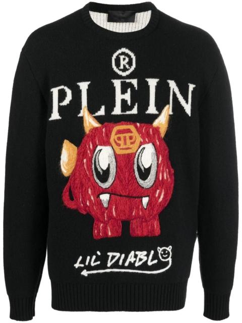 PHILIPP PLEIN embroidered-motif crew-neck jumper