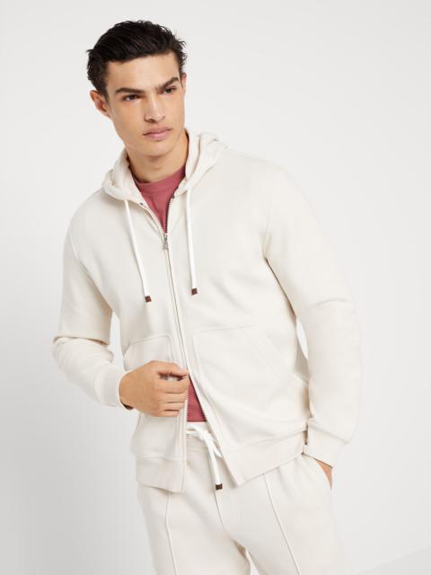 Techno cotton French terry hooded sweatshirt with zipper
