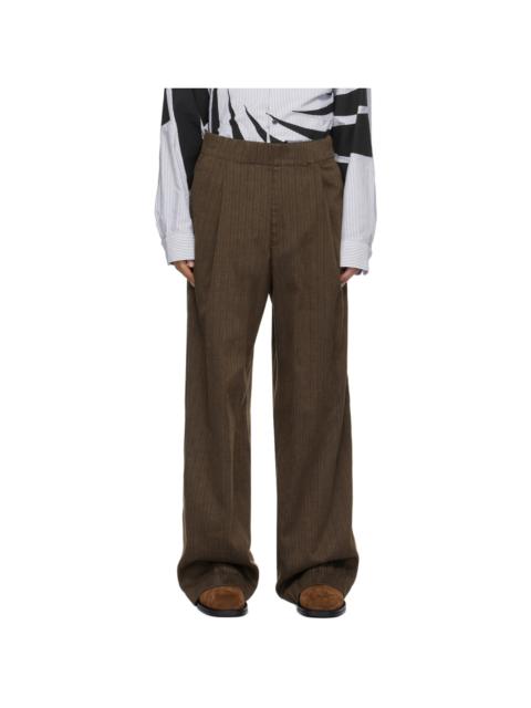 Dries Van Noten Brown Striped Trousers
