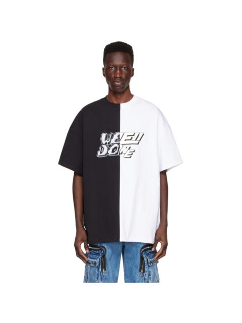 We11done Black & White Half & Half T-Shirt