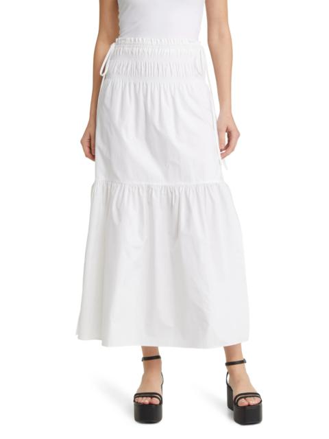 Smocked Waist Tiered Organic Cotton Skirt