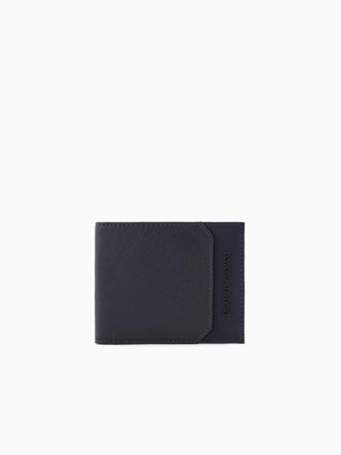 Saffiano and nylon bifold wallet