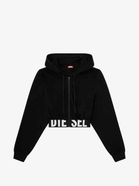 Diesel logo-waistband zip-up cropped cotton hoodie
