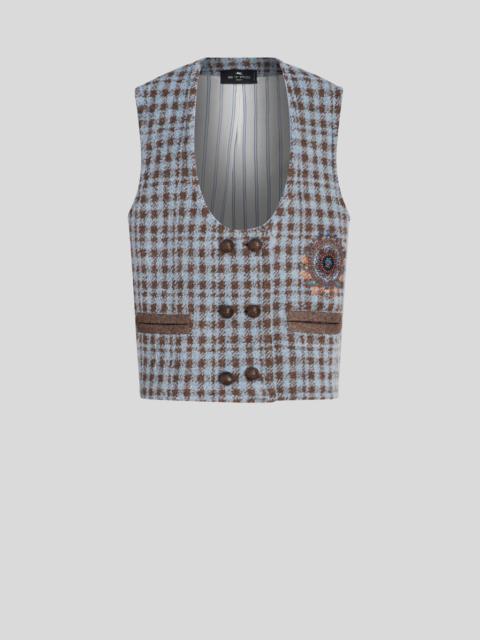 Etro OVERSIZED HOUNDSTOOTH WAISTCOAT WITH EMBROIDERY