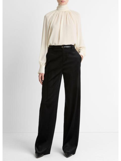 Vince Italian Velvet High-Waist Wide-Leg Trouser