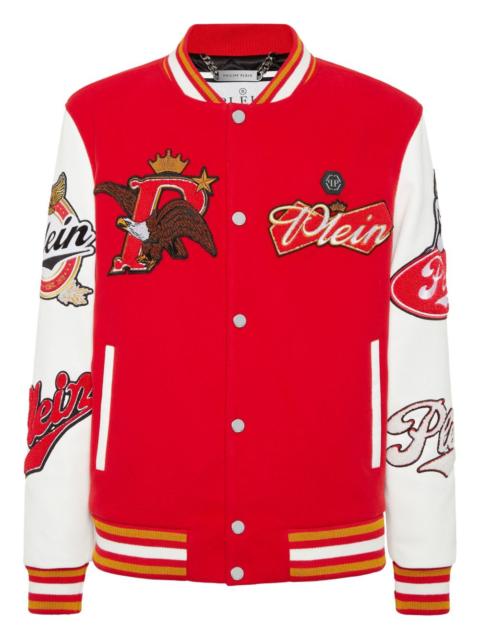 PHILIPP PLEIN patch varsity bomber jacket