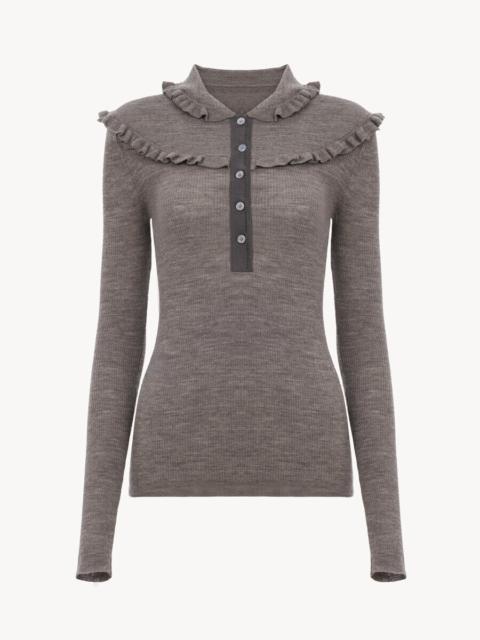 Chloé FITTED HENLEY SHIRT IN A SUPERFINE WOOL KNIT