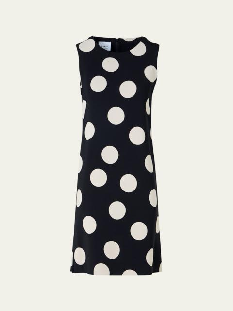 AKRIS Sleeveless XL Polka Dot Shift Dress