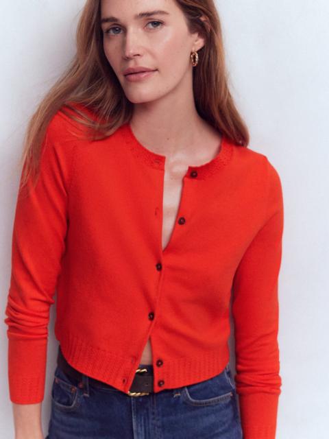 BODEN Emilia Cotton Cropped Cardigan-Sunset Orange