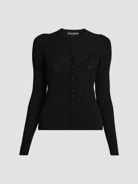 Dolce & Gabbana Women's Molded Rib-Knit Cardigan - Nero