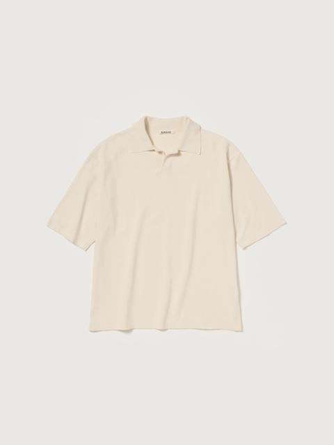 AURALEE HIGH GAUGE TUSSAH SILK KNIT SKIPPER POLO
