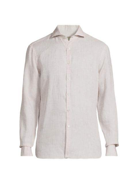 Canali Men's Linen Sport Shirt - Light Tan