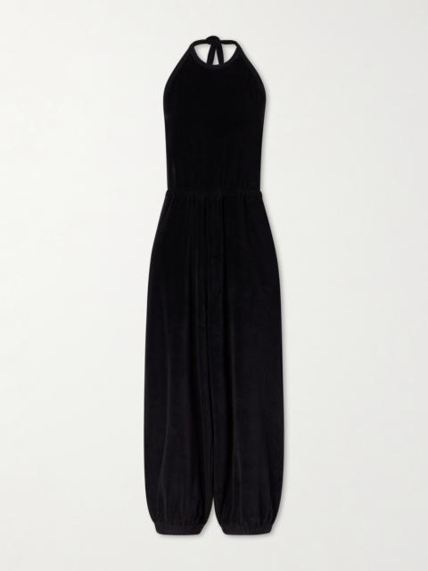 SUZIE KONDI Anna Cotton-blend Terry Halterneck Jumpsuit