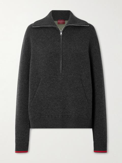 GUCCI Striped Wool-blend Half-zip Polo Sweater