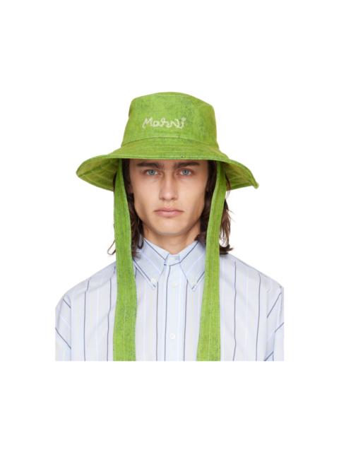 Marni Green Marble Dyed Bleached Bucket Hat