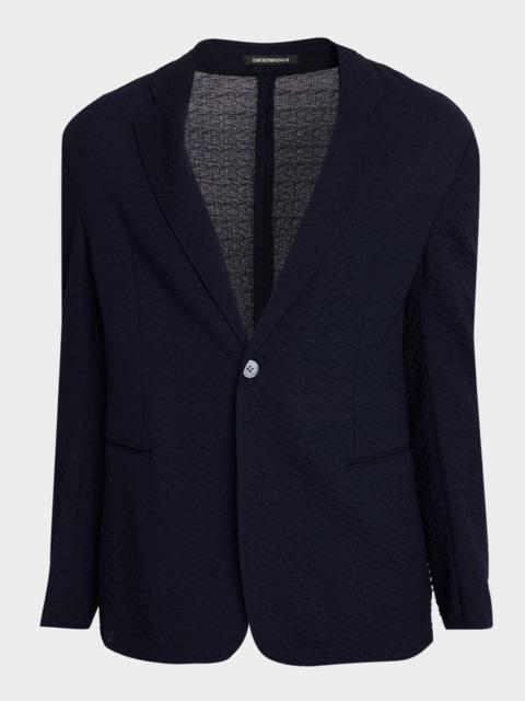 EMPORIO ARMANI Men's Chevron Jacquard Knit Blazer