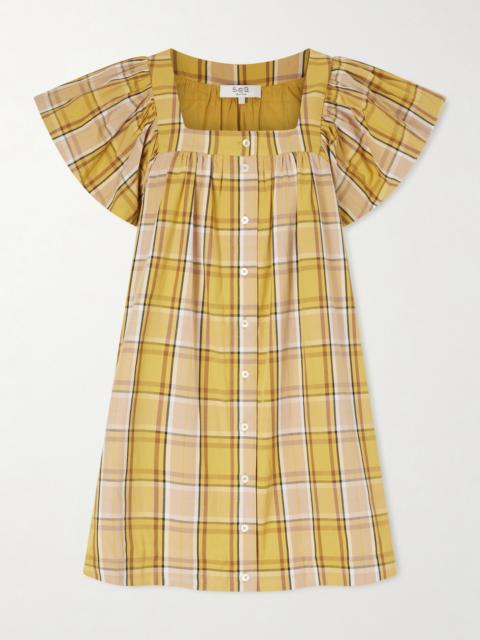 Sea Copeland Plaid Cotton-poplin Mini Dress