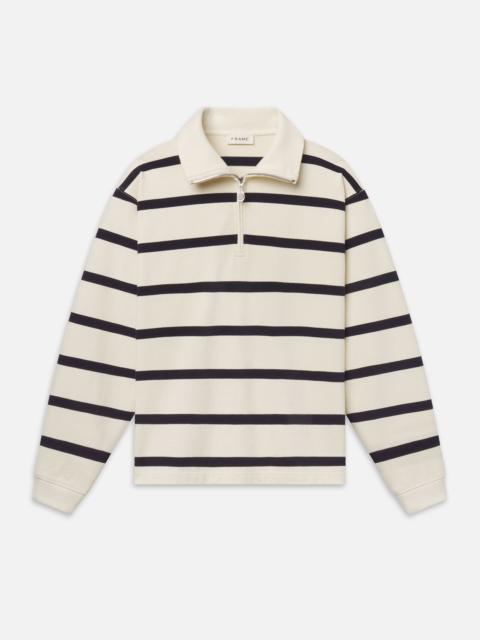 FRAME Striped Half-Zip Sweatshirt