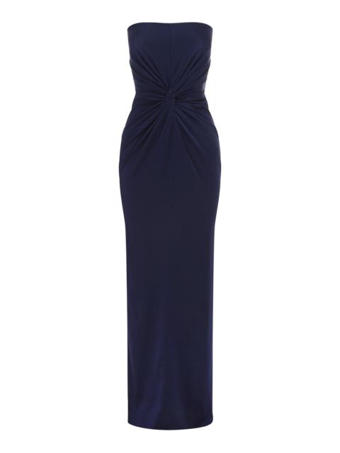 ALEX PERRY Corbett Satin Crepe Maxi Dress navy