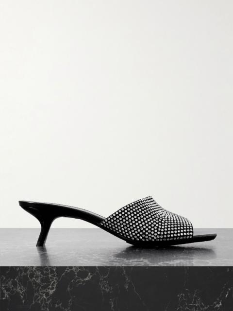 Loewe Petal crystal-embellished suede mules Black
