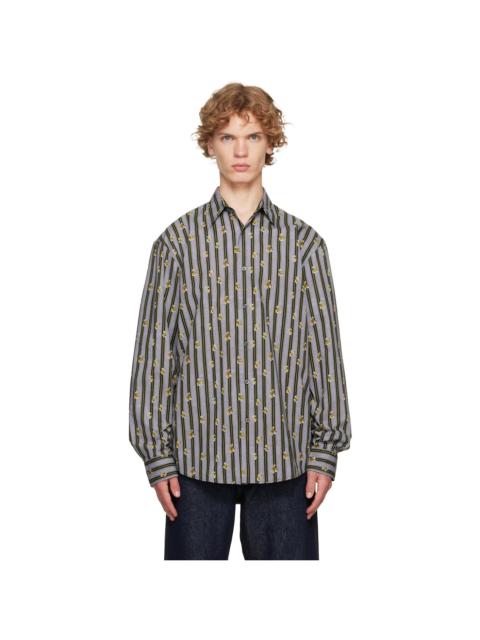 Dries Van Noten Purple & Green Cotton Shirt