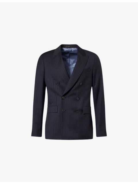 Pinstripe Peak-Lapel Woven Blazer