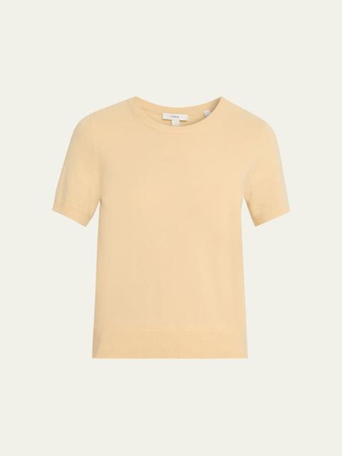 Vince Cashmere-Blend Short-Sleeve Crewneck Sweater