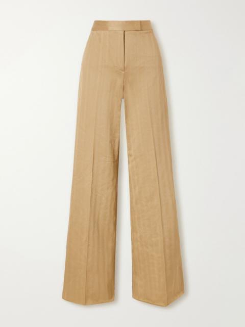 Max Mara Herringbone cotton wide-leg pants Brown