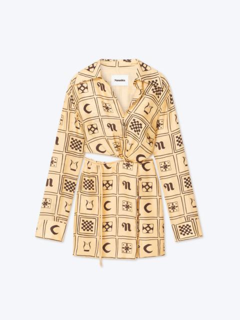 Nanushka TERRI - Printed silk-twill dress - Apricot