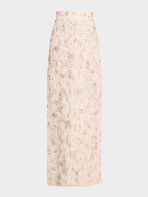 Brunello Cucinelli Animalier Sequin Feathered Skirt