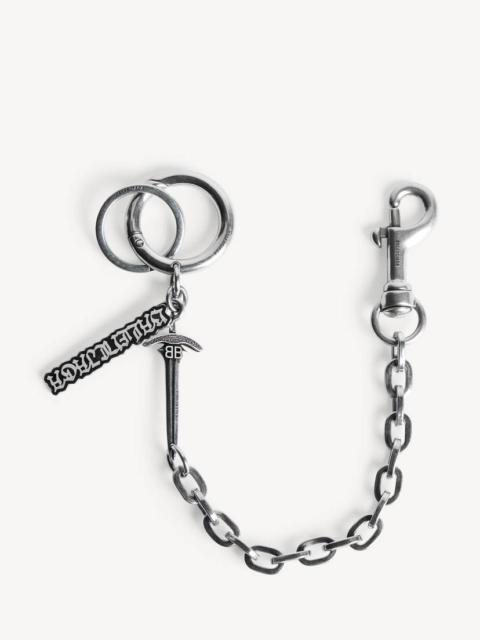 BALENCIAGA Men's Goth Keychain in Antique Silver