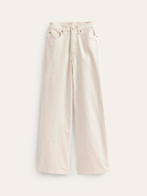 BODEN High Rise Wide Leg Jeans-Ecru