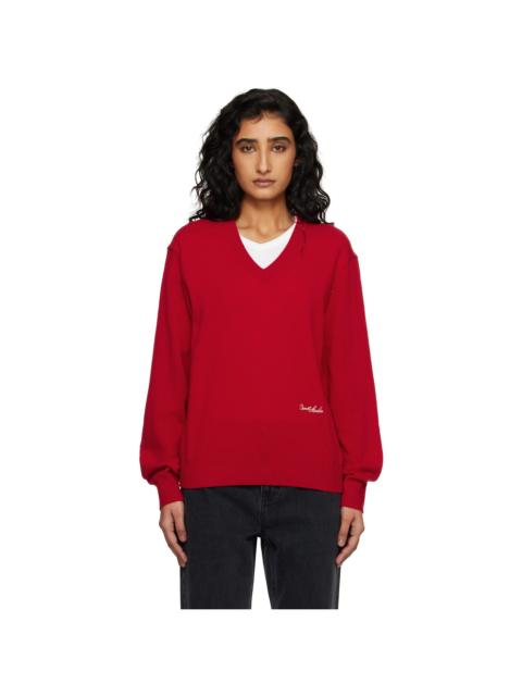 Dunst Red Soft V-Neck Sweater
