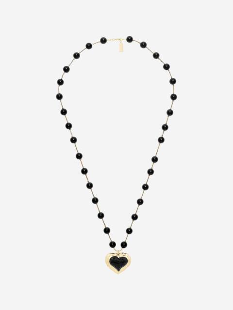 The Kooples PEARL NECKLACE WITH BLACK HEART PENDANT